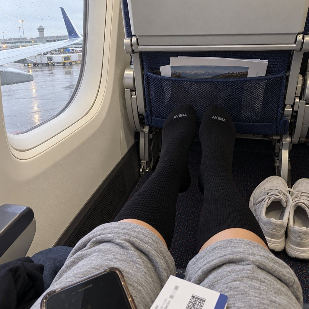 Customer photo: socks on a plane after landing