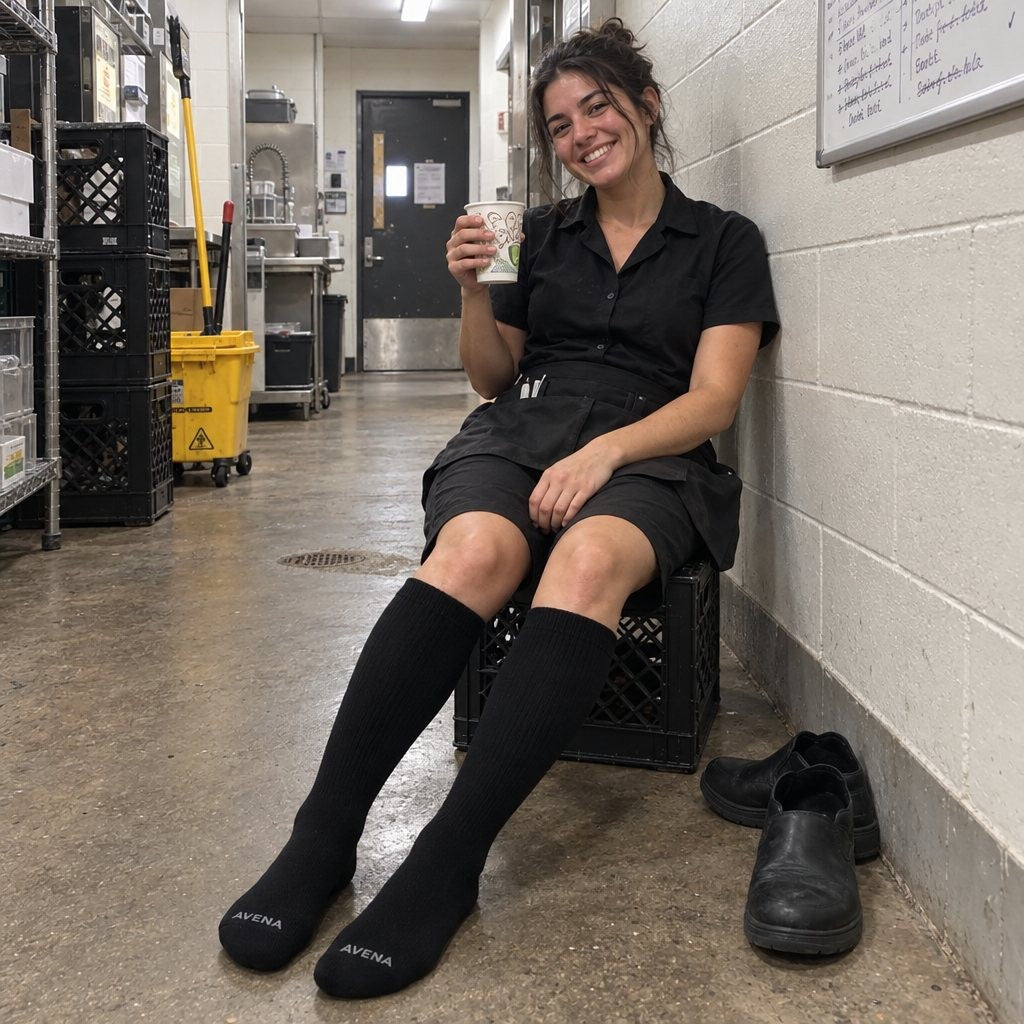 Customer photo: server resting after a shift