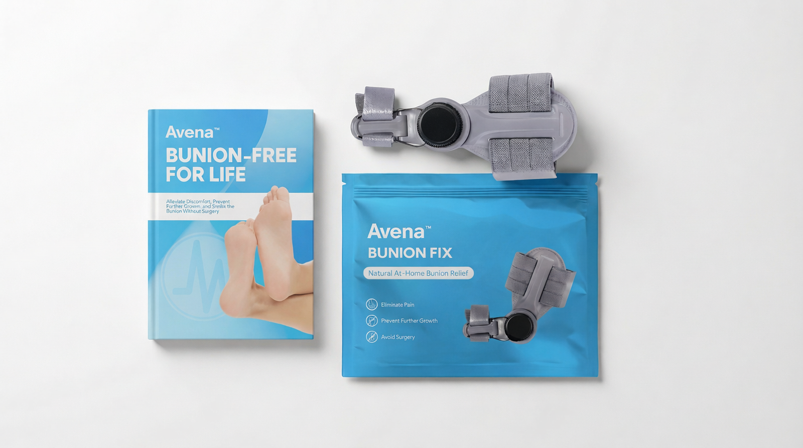 People of different ages holding the Avena Bunion Fix box