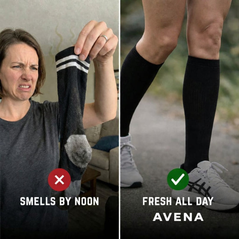 Socks that smell by noon beside socks that stay fresh all day