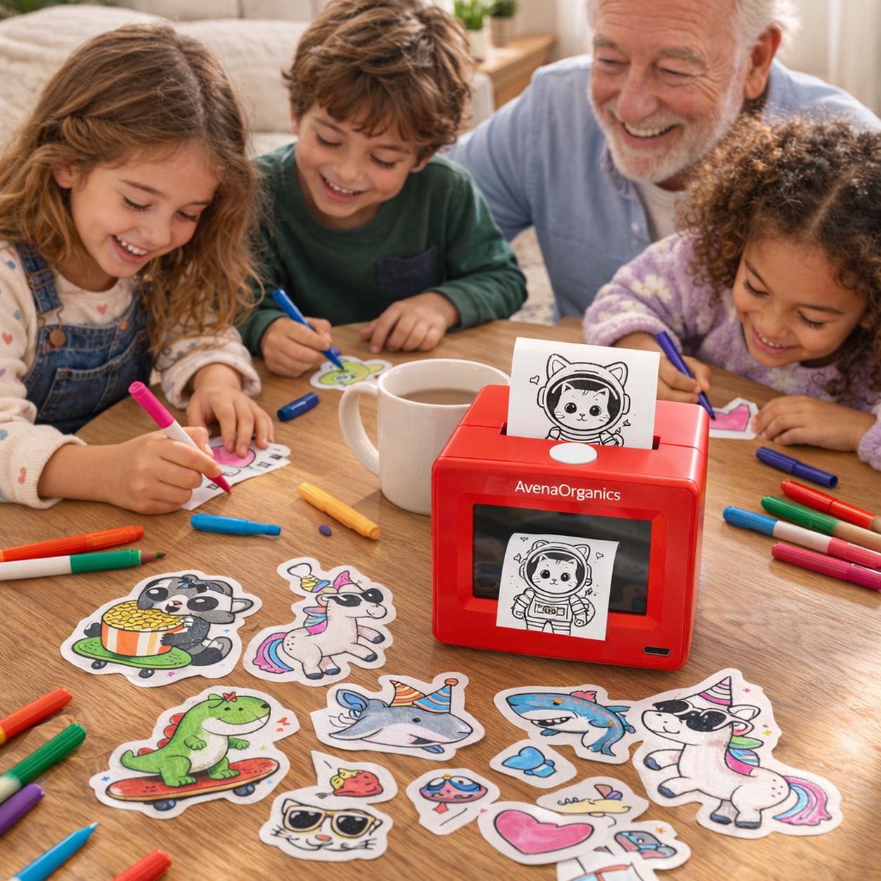 Oddly Fun Sticker Printer club scene: Grandkid sleepover