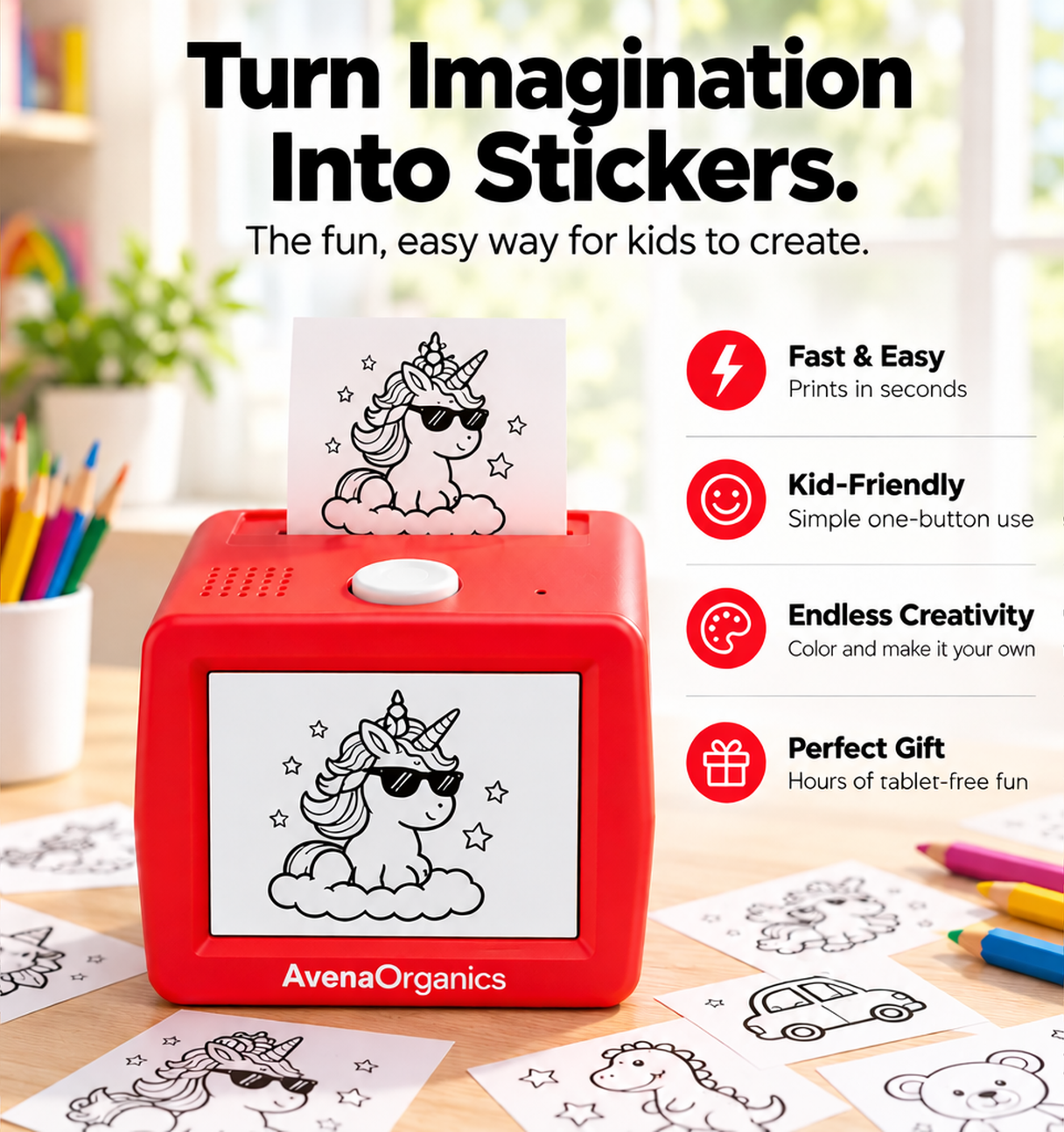 Oddly Fun Sticker Printer turning an idea into a sticker