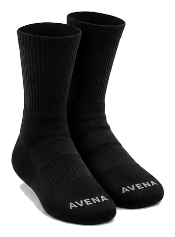 One pair of black Avena compression socks, two socks total