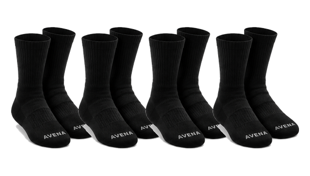 Four pairs of black Avena compression socks, eight socks total
