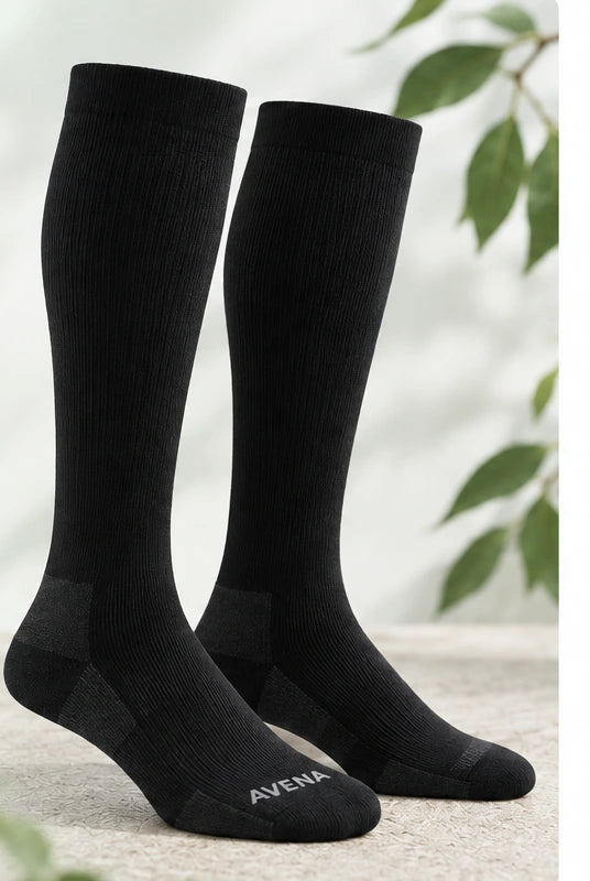 Pair of black Avena compression socks