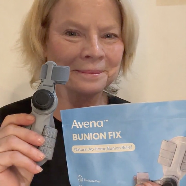 Margaret Sullivan holding the Avena Bunion Fix