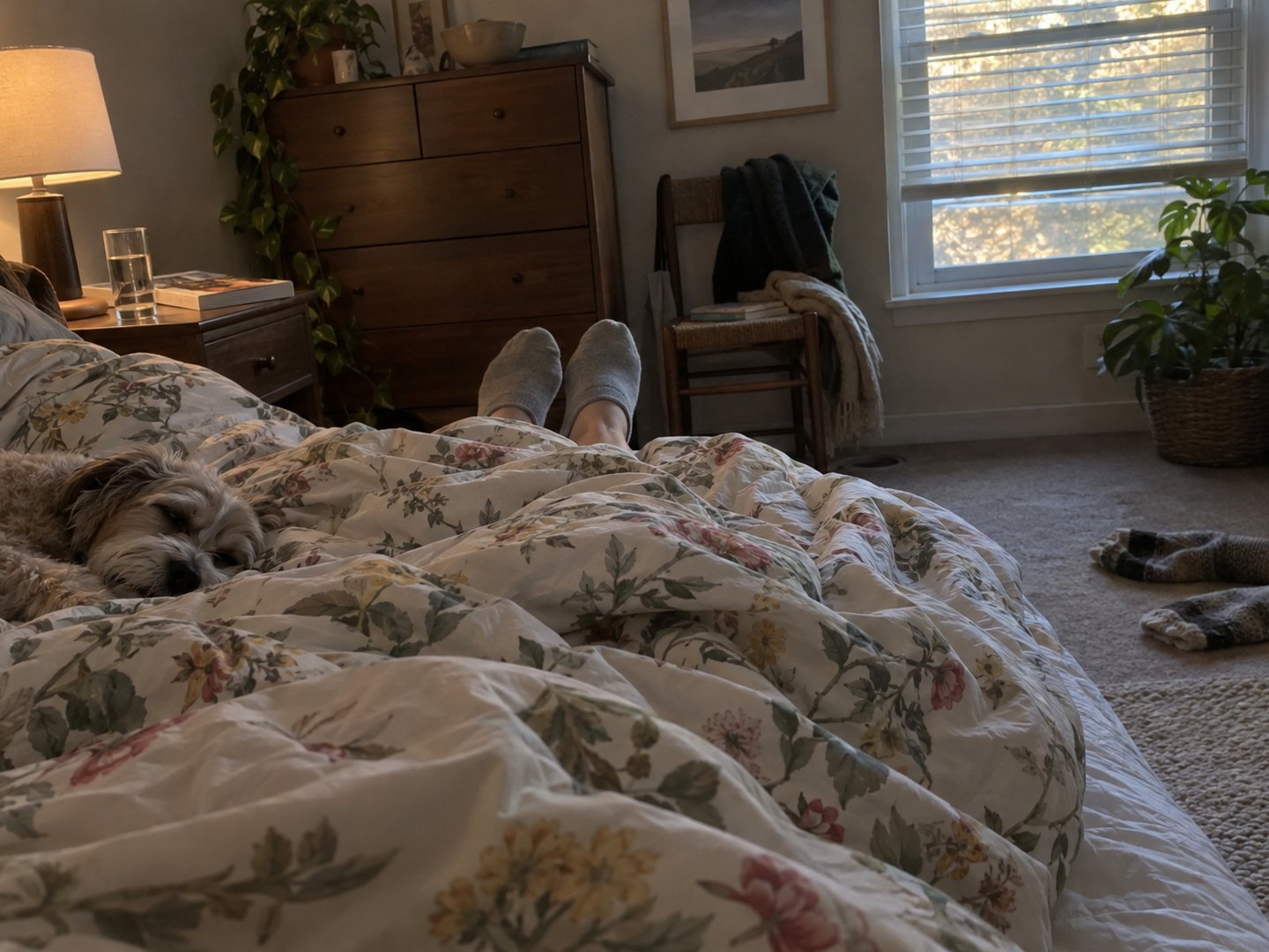 Day 5: 'my feet were already warm, before the coffee. One pair of socks. In bed. In August.'