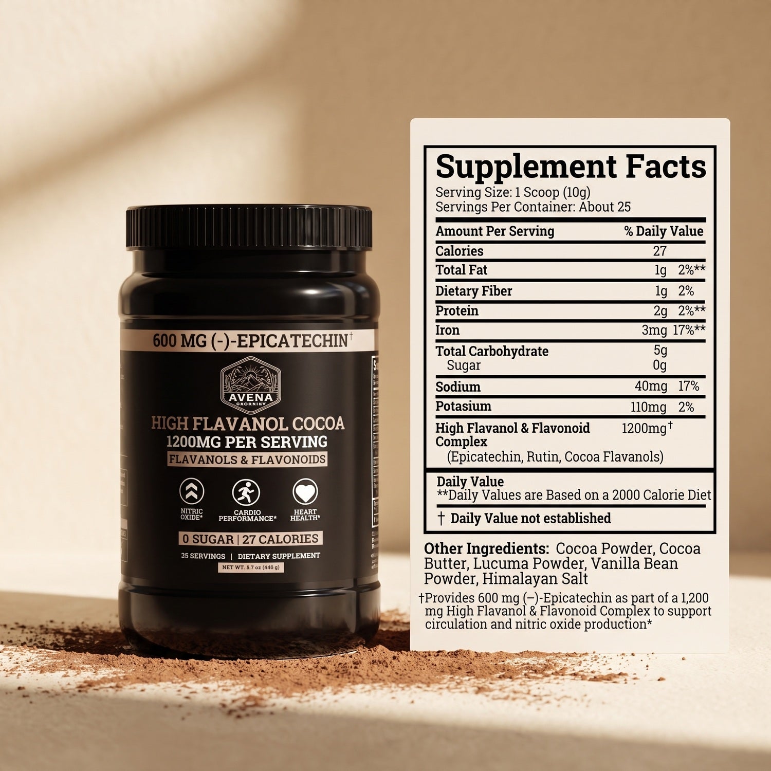 Avena bottle beside Supplement Facts