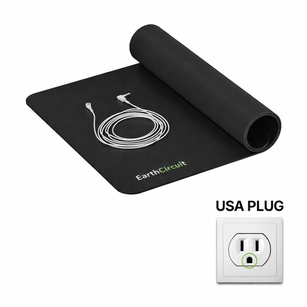 One EarthCircuit Mat with its USA grounding cord