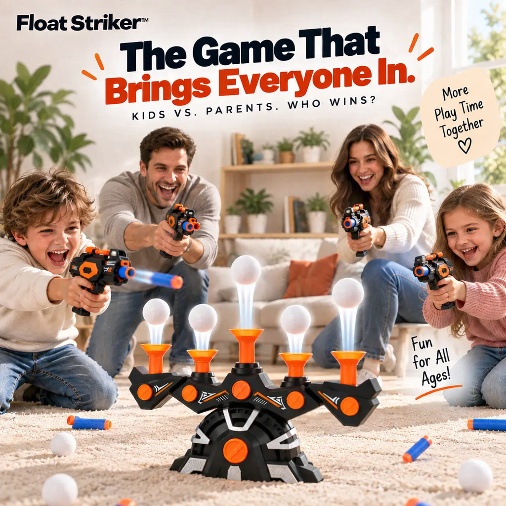 Parents and children playing a Float Striker family challenge