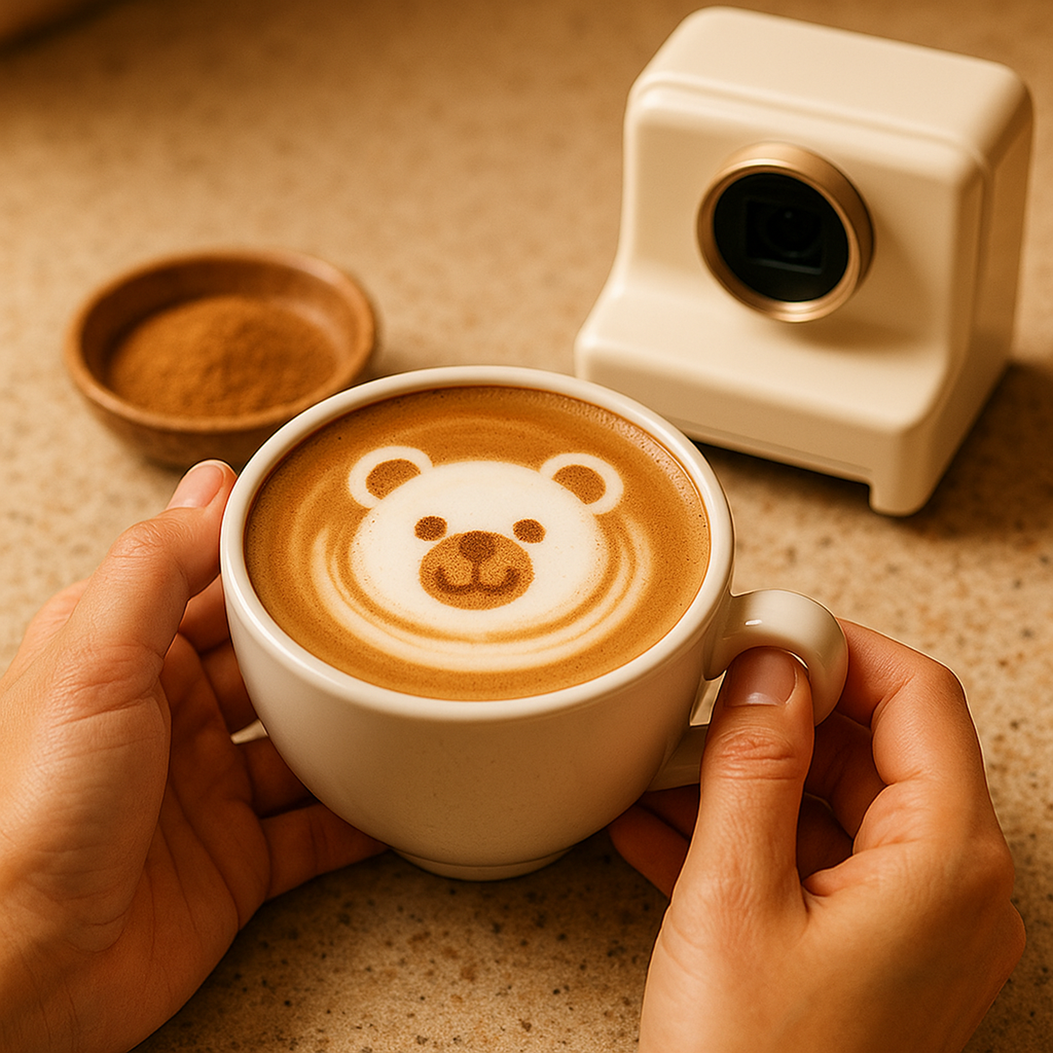 Coffee with bear latte art