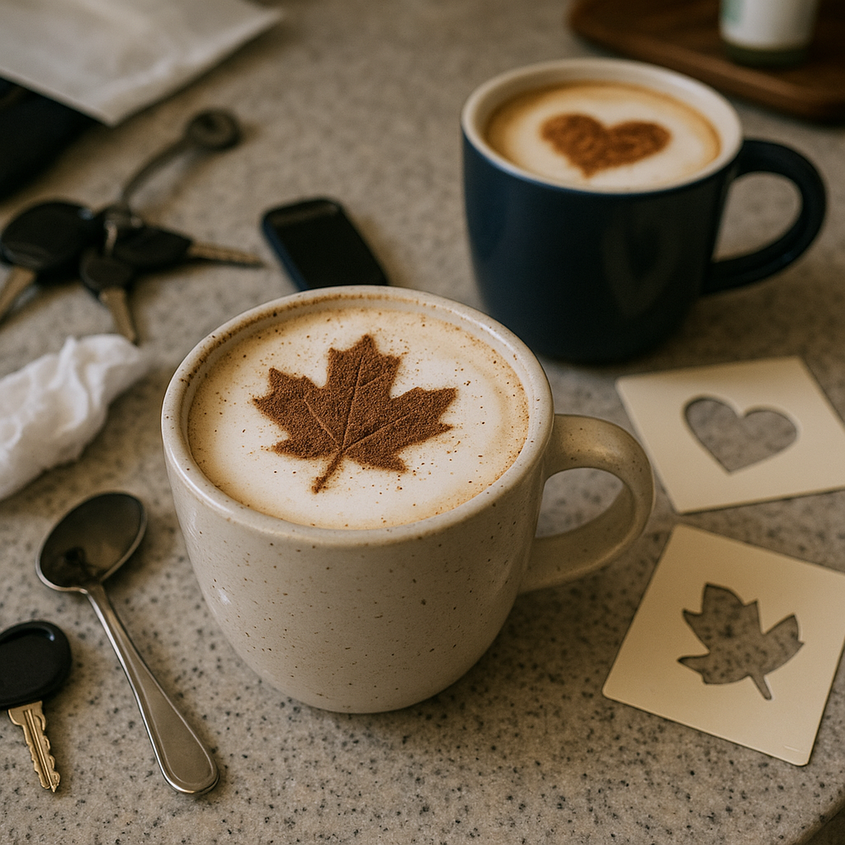 Coffee with a leaf design