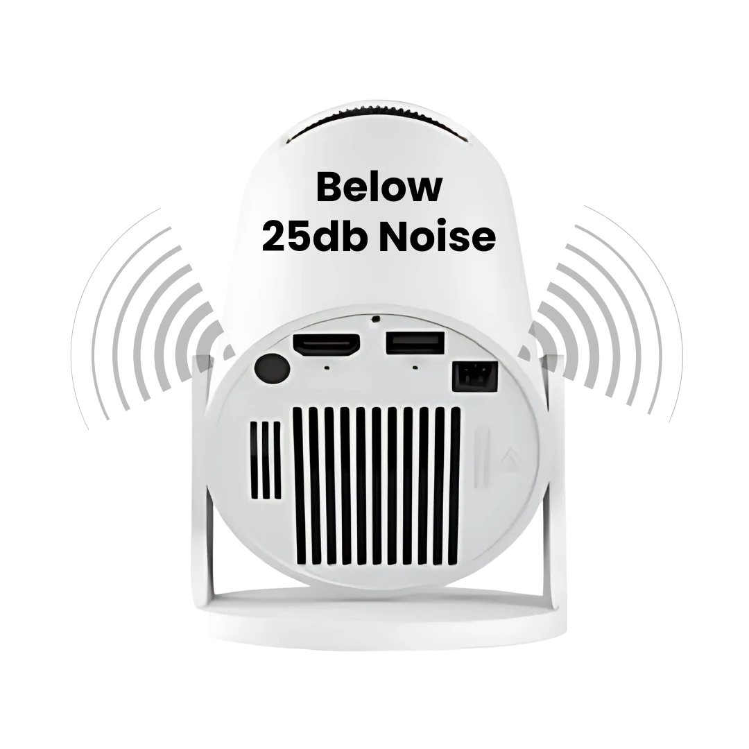 The quiet cooling system inside the projector