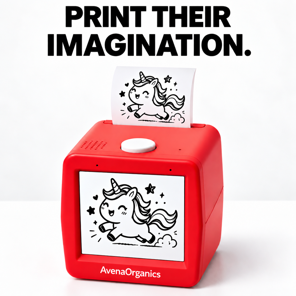 Oddly Fun Sticker Printer with a printed imagination prompt