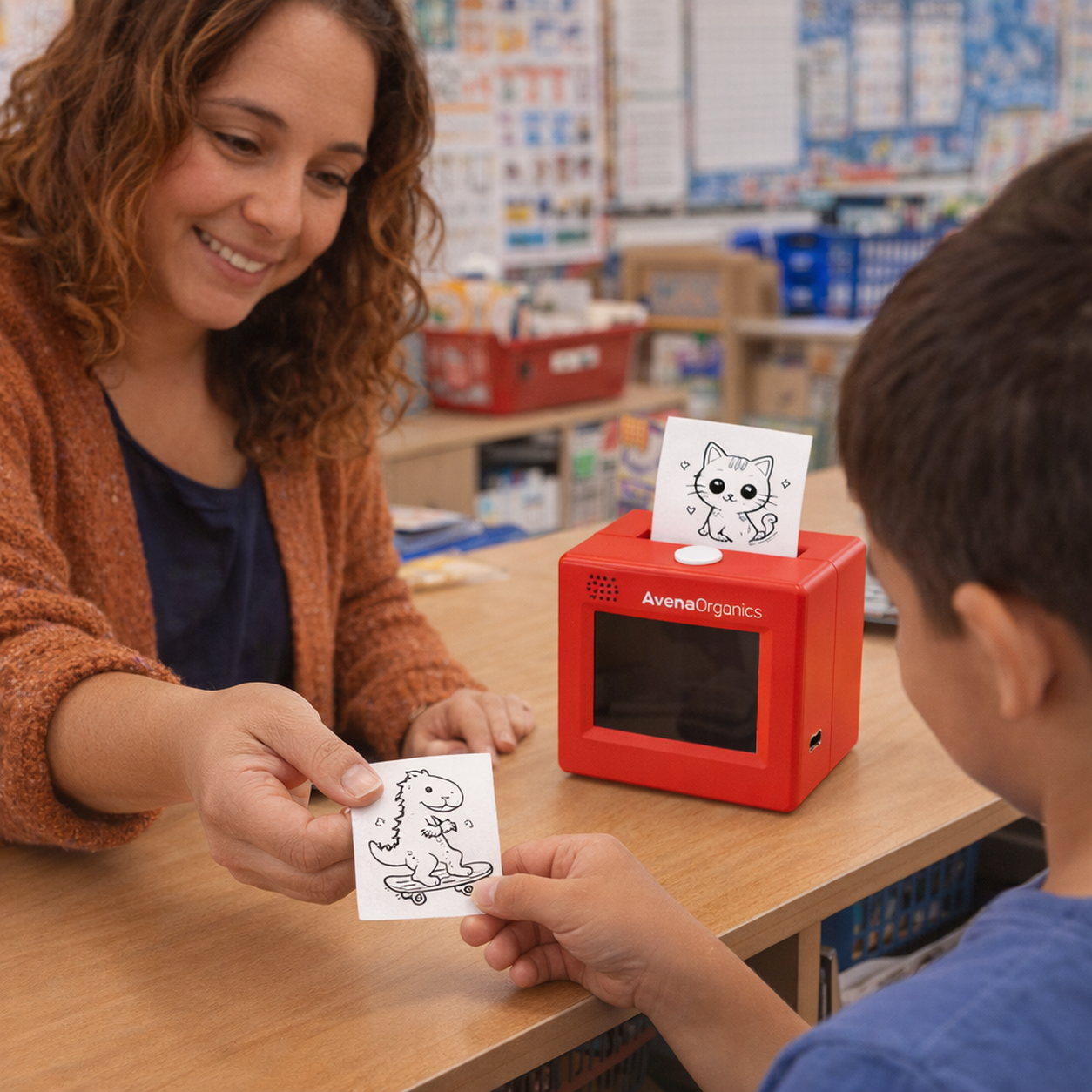 Ms. Rivera using printed stickers as classroom rewards